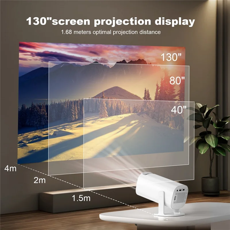 P30 Mini Projector Android 11 WiFi 6 4K 1080P Bluetooth-compatible 5.0 Home Cinema Projector - White / US Plug