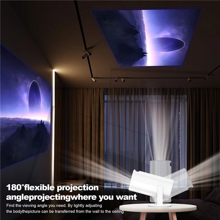 P30 Mini Projector Android 11 WiFi 6 4K 1080P Bluetooth-compatible 5.0 Home Cinema Projector - White / EU Plug