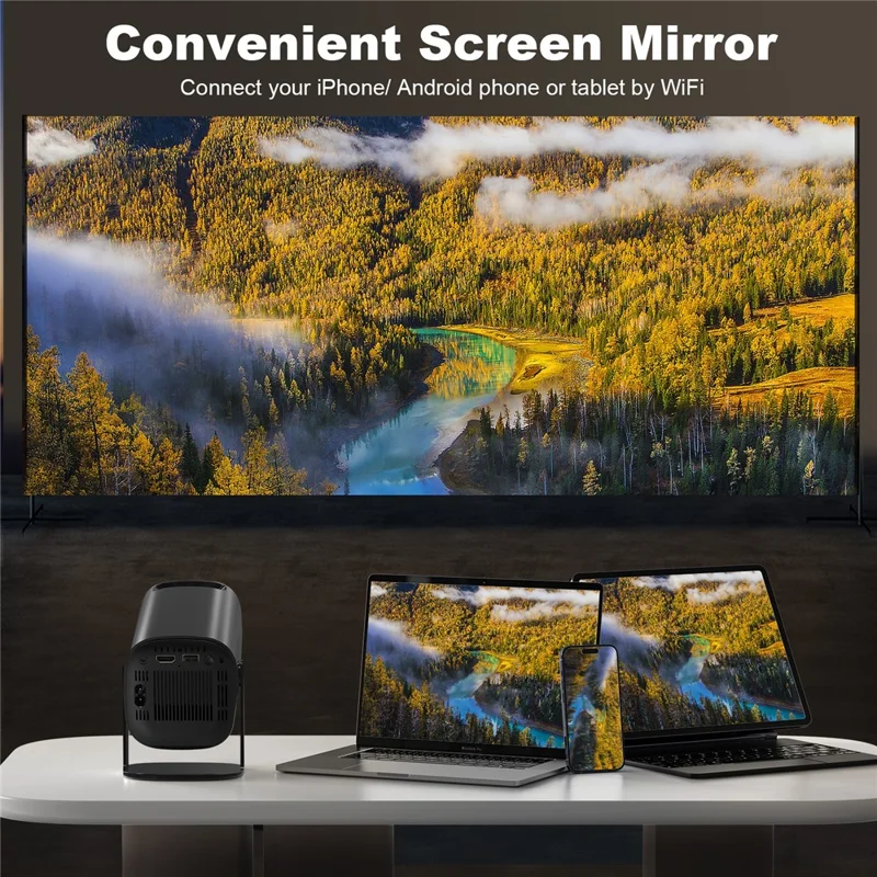 P30 Mini Projector Android 11 WiFi 6 4K 1080P Bluetooth-Compatible Home Cinema Projector - Black / UK Plug