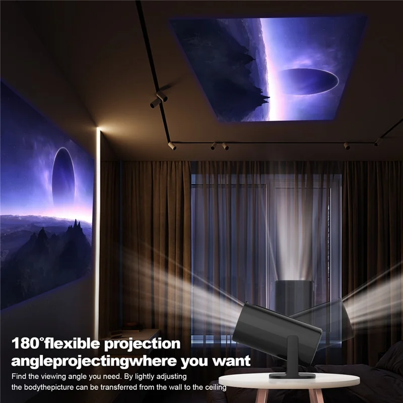 P30 Mini Projector Android 11 WiFi 6 4K 1080P Bluetooth-Compatible Home Cinema Projector - Black / UK Plug