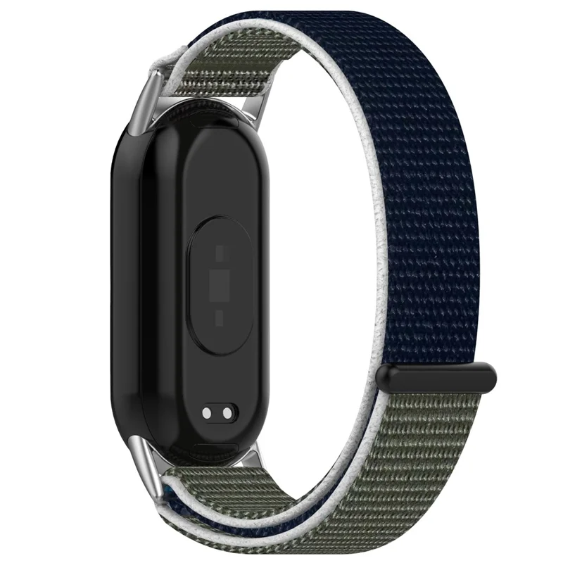 For Xiaomi Smart Band 9 NFC / 9 / 8 NFC / 8 Nylon Wrist Strap Bracelet Band with Magic Tape - Grey / Dark Blue