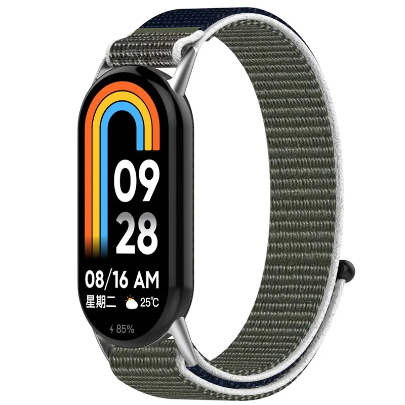 For Xiaomi Smart Band 9 NFC / 9 / 8 NFC / 8 Nylon Wrist Strap Bracelet Band with Magic Tape - Grey / Dark Blue