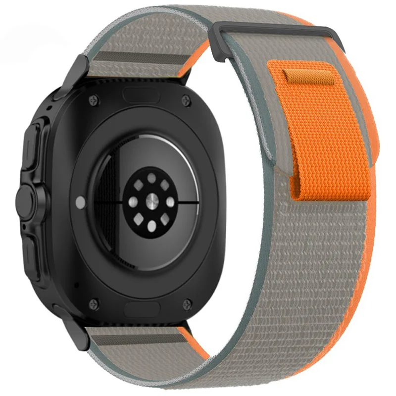 Per Samsung Galaxy Watch Ultra 47mm Nylon Watch Band Cinturino Regolabile Loop Fastener - Arancione+Grigio