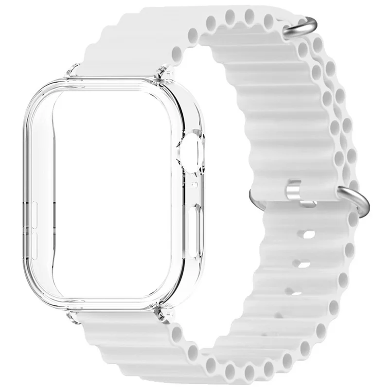 For Huawei Watch Fit 3 Silicone Strap Sports Watch Band with Transparent PC Case - White