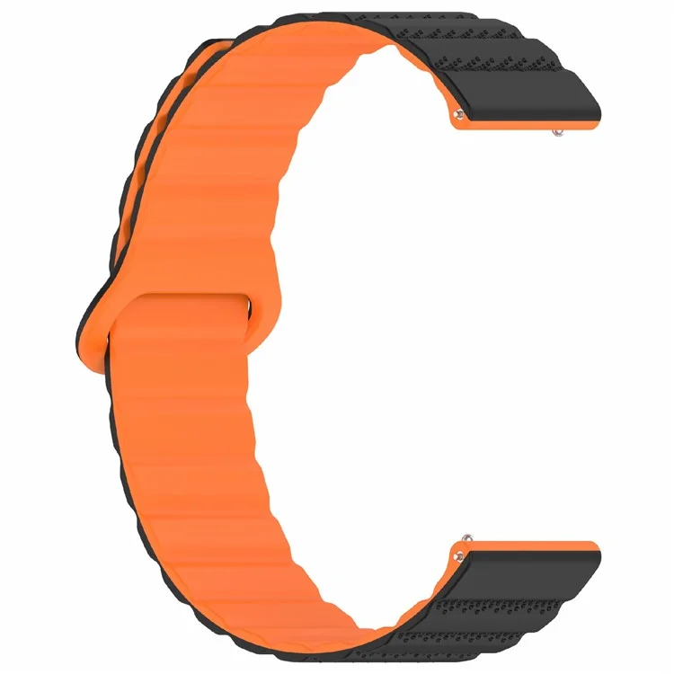 For Huawei Watch GT 4 41mm / Asus Zenwatch 3 WI503Q / Garmin Forerunner 265S Magnetic Strap 18mm Universal Silicone Watch Band - Black+Orange