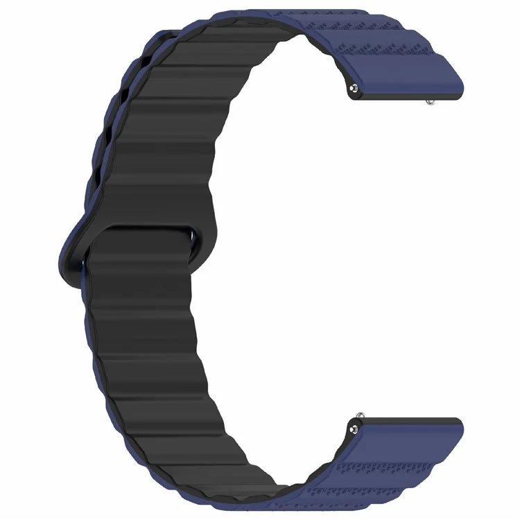 For Huawei Watch GT 4 41mm / Asus Zenwatch 3 WI503Q / Garmin Forerunner 265S Magnetic Strap 18mm Universal Silicone Watch Band - Dark Blue+Black