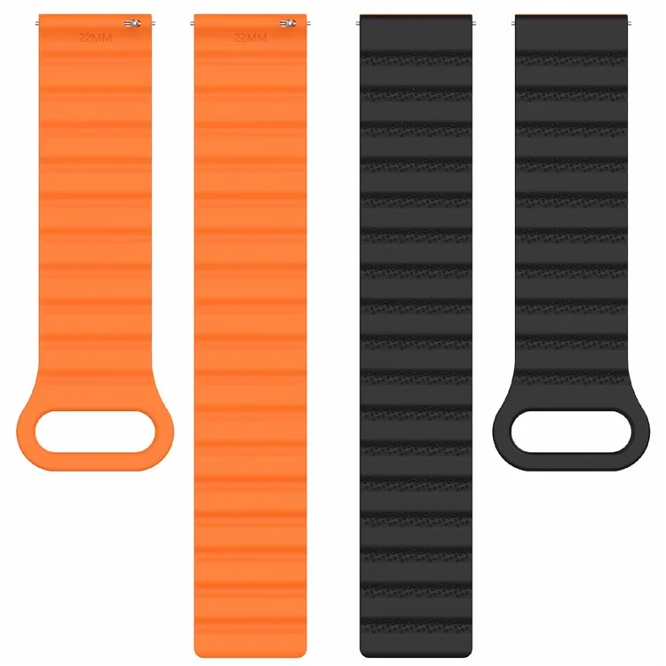 For Huawei Watch GT 4 41mm / Asus Zenwatch 3 WI503Q / Garmin Forerunner 265S Magnetic Strap 18mm Universal Silicone Watch Band - Dark Blue+Black