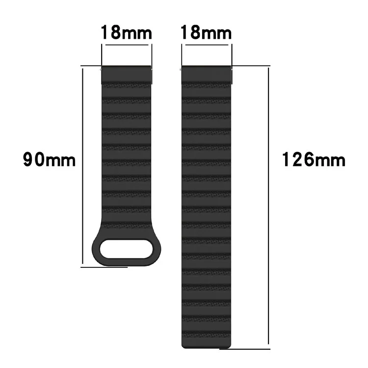 For Huawei Watch GT 4 41mm / Asus Zenwatch 3 WI503Q / Garmin Forerunner 265S Magnetic Strap 18mm Universal Silicone Watch Band - Dark Blue+Black