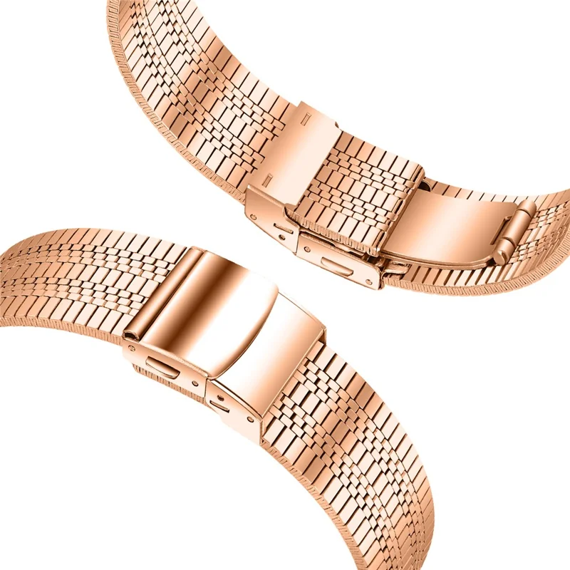 For TicWatch Pro 2020 Stainless Steel Watch Band Five-Bead Replacement Metal Strap - Rose Gold