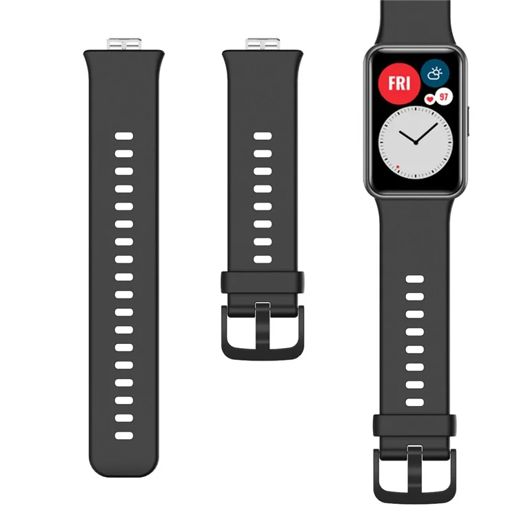 Soft Silicone Watch Strap for Huawei Watch Fit - Black