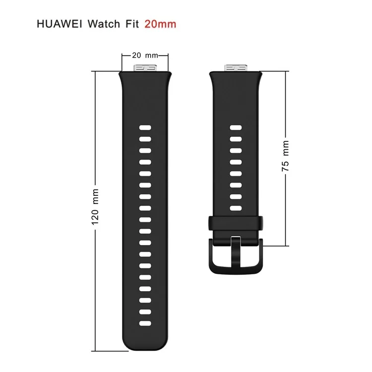 Soft Silicone Watch Strap for Huawei Watch Fit - Black