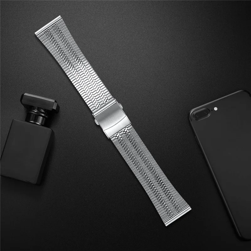 Para TicWatch Pro 2018 Watch Strap Five-Bead Stainless Steel Band Bracelet - Silver