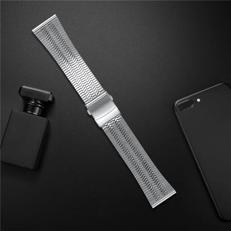 For Fossil Gen 5 Garrett Stainless Steel Watch Band Folding Clasp Buckle Wrist Strap - Silver