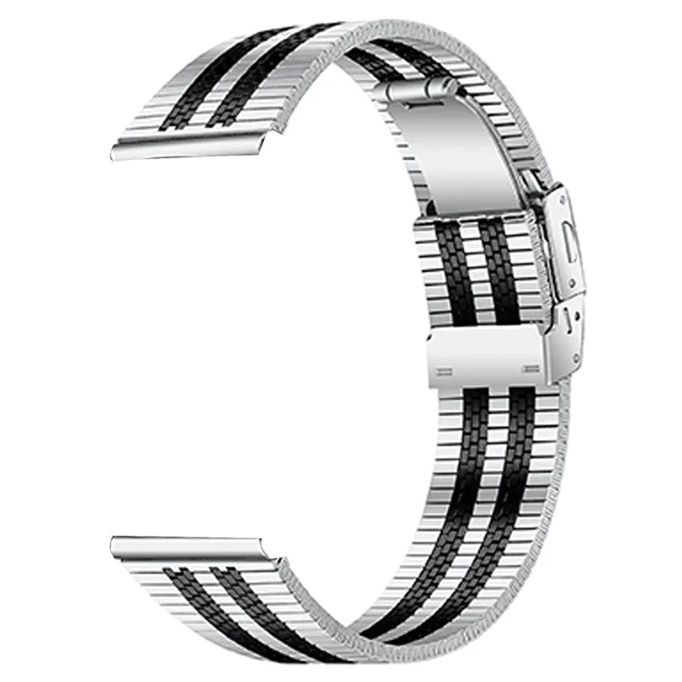 For Huami Amazfit Pace Stainless Steel Watch Band Strap Five-Bead Folding Clasp Buckle - Silver Black