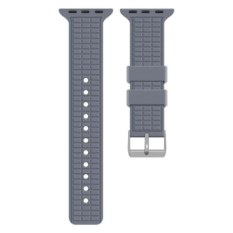 Für Apple Watch Series 10 42mm / 9 8 7 41mm / SE (2023) SE (2022) SE 6 5 4 40mm / 3 2 1 38mm Armband Raster-Muster Silikon Uhrenarmband - Lavendel Grau