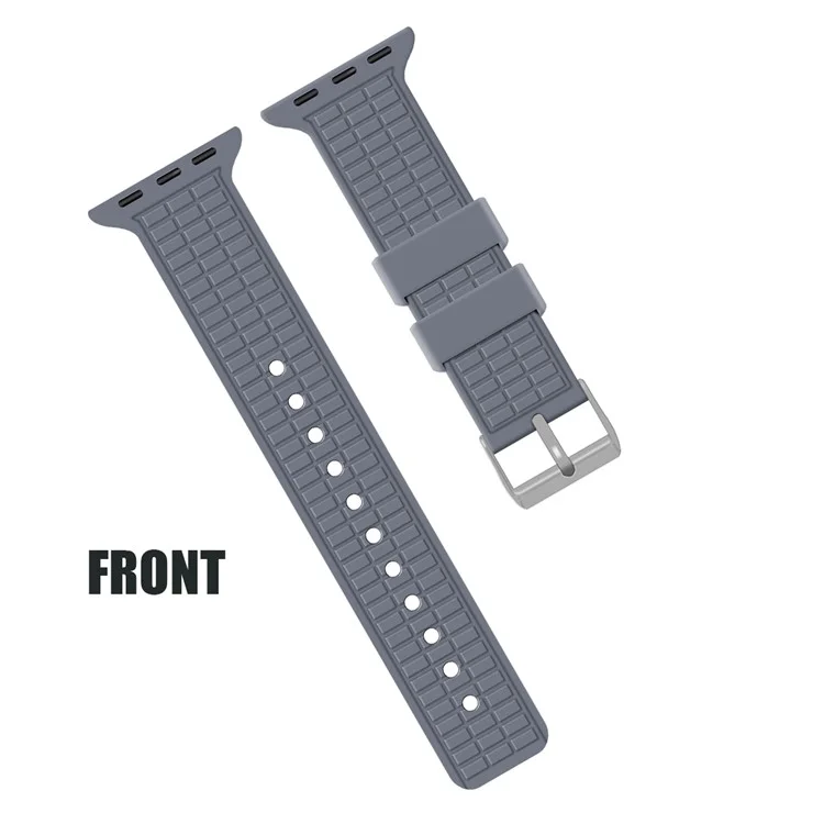 Für Apple Watch Series 10 42mm / 9 8 7 41mm / SE (2023) SE (2022) SE 6 5 4 40mm / 3 2 1 38mm Armband Raster-Muster Silikon Uhrenarmband - Lavendel Grau