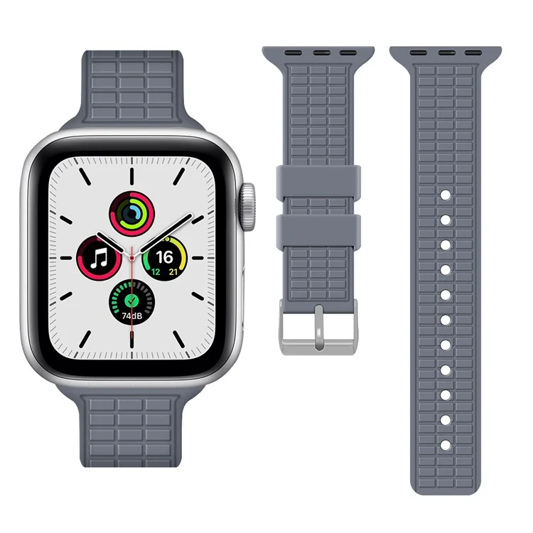 Für Apple Watch Series 10 42mm / 9 8 7 41mm / SE (2023) SE (2022) SE 6 5 4 40mm / 3 2 1 38mm Armband Raster-Muster Silikon Uhrenarmband - Lavendel Grau