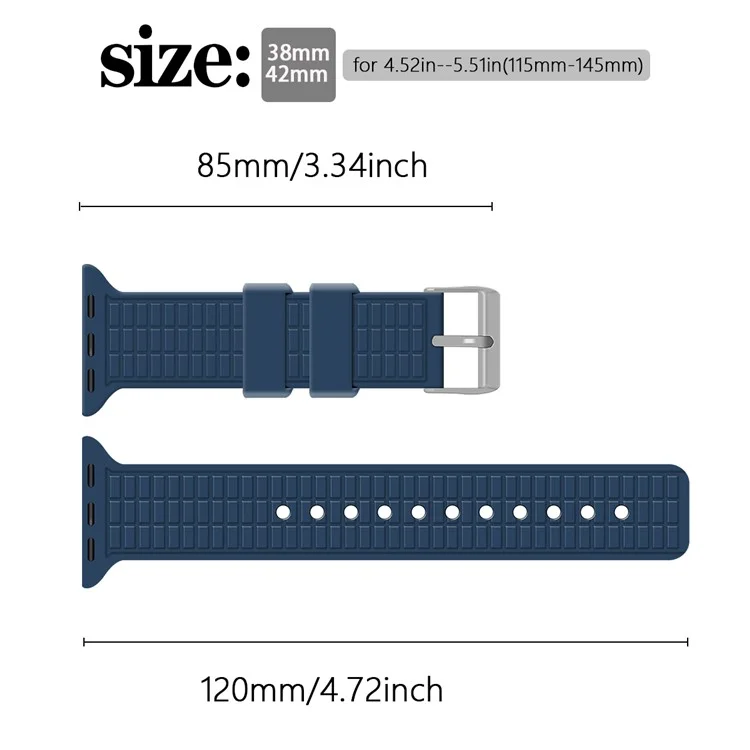 Für Apple Watch Series 10 42mm / 9 8 7 41mm / SE (2023) SE (2022) SE 6 5 4 40mm / 3 2 1 38mm Armband Raster-Muster Silikon Uhrenarmband - Lavendel Grau