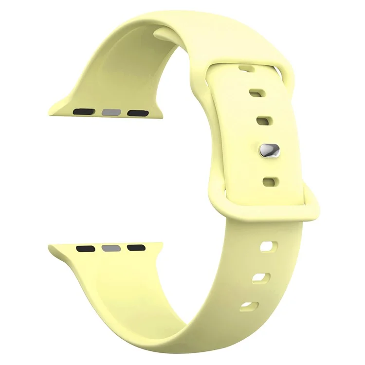 For Apple Watch 10 46mm / Ultra 2 / Ultra 49mm / 9 8 7 45mm / SE (2023) SE (2022) SE 6 5 4 44mm / 3 2 1 42mm Strap Breathable Silicone Watch Band - Light Yellow
