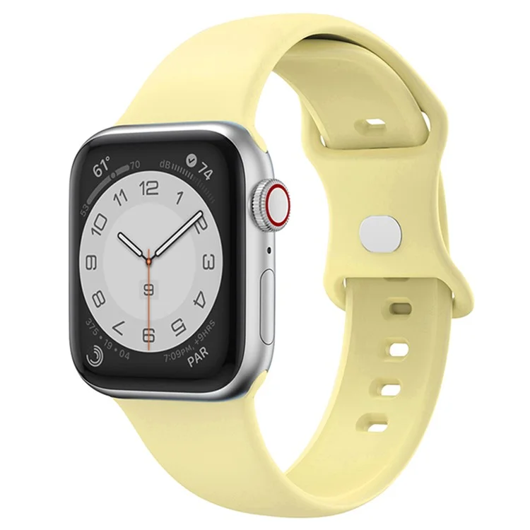 Für Apple Watch Series 10 42mm / 9 8 7 41mm / SE (2023) SE (2022) SE 6 5 4 40mm / 3 2 1 38mm Uhrenarmband 8-förmiger Schnallensilikonband - Hellgelb