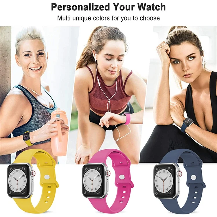 Für Apple Watch Series 10 42mm / 9 8 7 41mm / SE (2023) SE (2022) SE 6 5 4 40mm / 3 2 1 38mm Uhrenarmband 8-förmiger Schnallensilikonband - Hellgelb