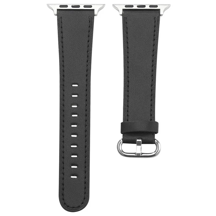 Para Apple Watch 10 46mm / Ultra 2 / Ultra 49mm / 9 8 7 45mm / SE (2023) SE (2022) SE 6 5 4 44mm / 3 2 1 42mm Genuine Cow Leather Strap - Negro