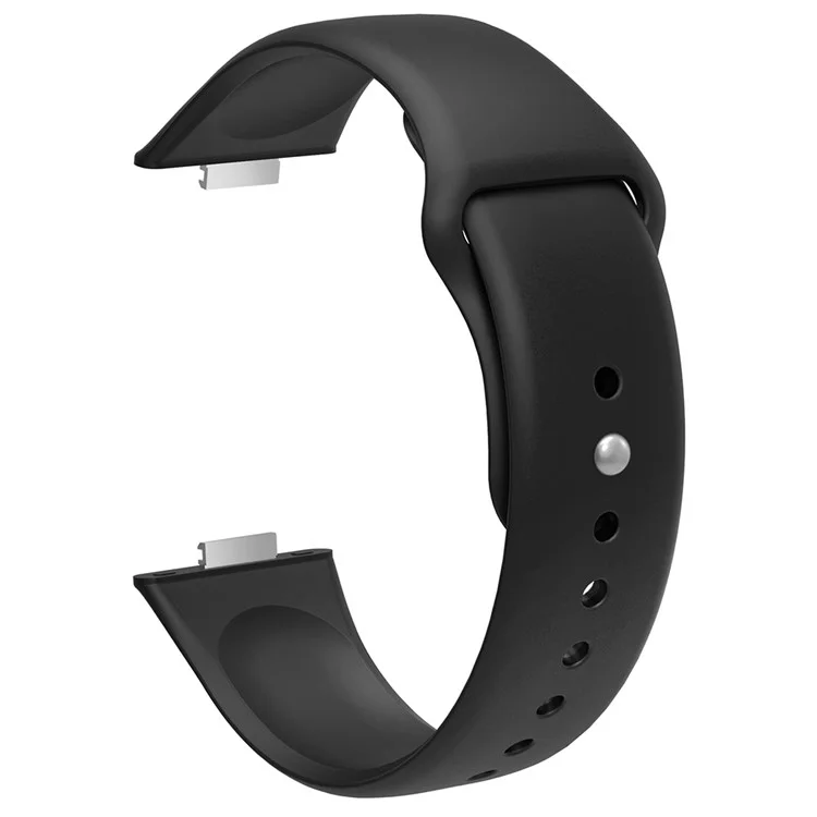Für Huawei Watch Fit 3 Ersatzarmband Silikon Uhrenarmband mit Silberschnalle - Schwarz