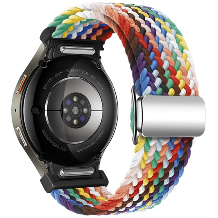 Pour Samsung Galaxy Watch FE 40mm / Watch7 / 6 / 6 Classic / 5 / 5 Active / 5 Pro / 4 / 4 Classic / 4 Active Bracelet de montre tressé magnétique - Officiel Rainbow
