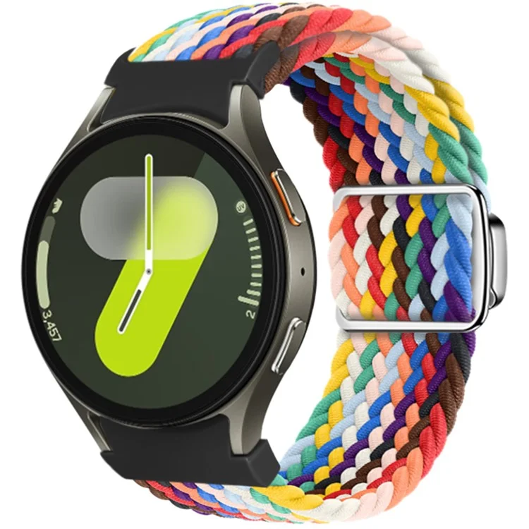 Pour Samsung Galaxy Watch FE 40mm / Watch7 / 6 / 6 Classic / 5 / 5 Active / 5 Pro / 4 / 4 Classic / 4 Active Bracelet de montre tressé magnétique - Officiel Rainbow