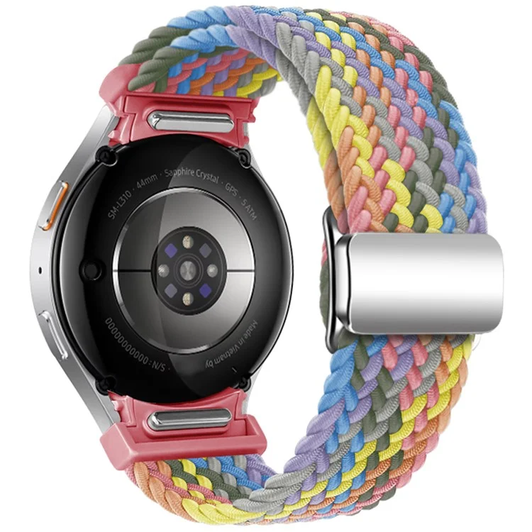 For Samsung Galaxy Watch FE 40mm / Watch7 / 6 / 6 Classic / 5 / 5 Active / 5 Pro / 4 / 4 Classic / 4 Active Watch Strap Magnetic Braided Band - Gradient Purple