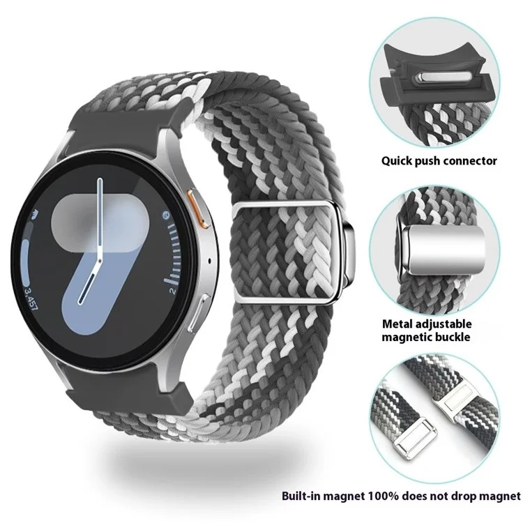 For Samsung Galaxy Watch FE 40mm / Watch7 / 6 / 6 Classic / 5 / 5 Active / 5 Pro / 4 / 4 Classic / 4 Active Watch Strap Magnetic Braided Band - Gradient Purple