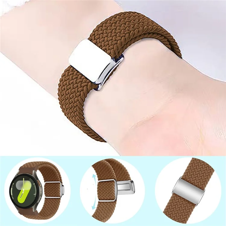 For Samsung Galaxy Watch FE 40mm / Watch7 / 6 / 6 Classic / 5 / 5 Active / 5 Pro / 4 / 4 Classic / 4 Active Watch Strap Magnetic Braided Band - Gradient Purple