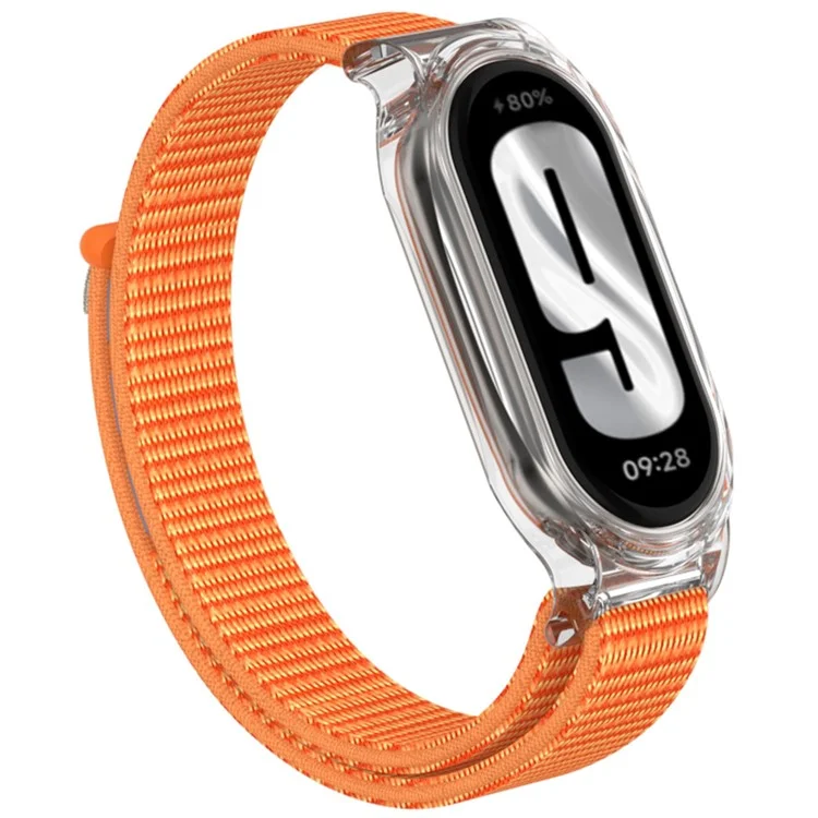 Для Xiaomi Mi Band 9 / Smart Band 8 Ремешок для часов Nylon Loop Wrist Strap with PC Watch Case - Оранжевый