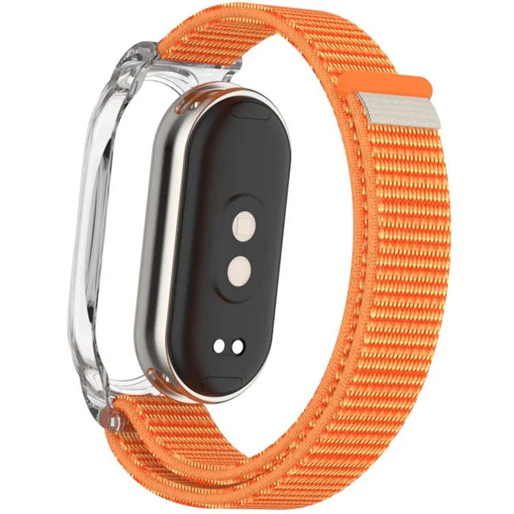 Для Xiaomi Mi Band 9 / Smart Band 8 Ремешок для часов Nylon Loop Wrist Strap with PC Watch Case - Оранжевый