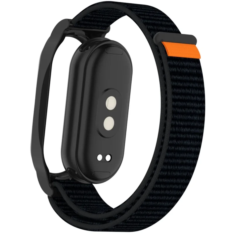 For Xiaomi Smart Band 9 / 8 Watch Band Nylon Loop Wrist Strap with PC Watch Case - Deep Black