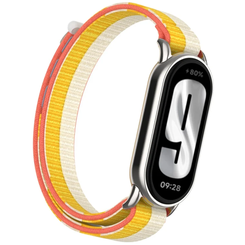 For Xiaomi Smart Band 9 / 8 Watch Strap Nylon Loop Adjustable Wrist Band - White+Yellow