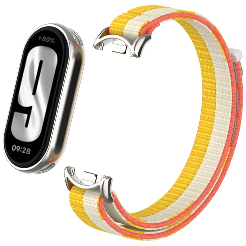 For Xiaomi Smart Band 9 / 8 Watch Strap Nylon Loop Adjustable Wrist Band - White+Yellow