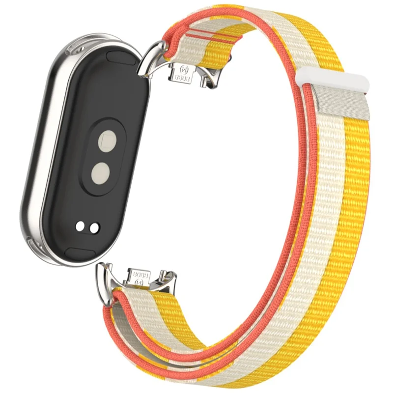 For Xiaomi Smart Band 9 / 8 Watch Strap Nylon Loop Adjustable Wrist Band - White+Yellow