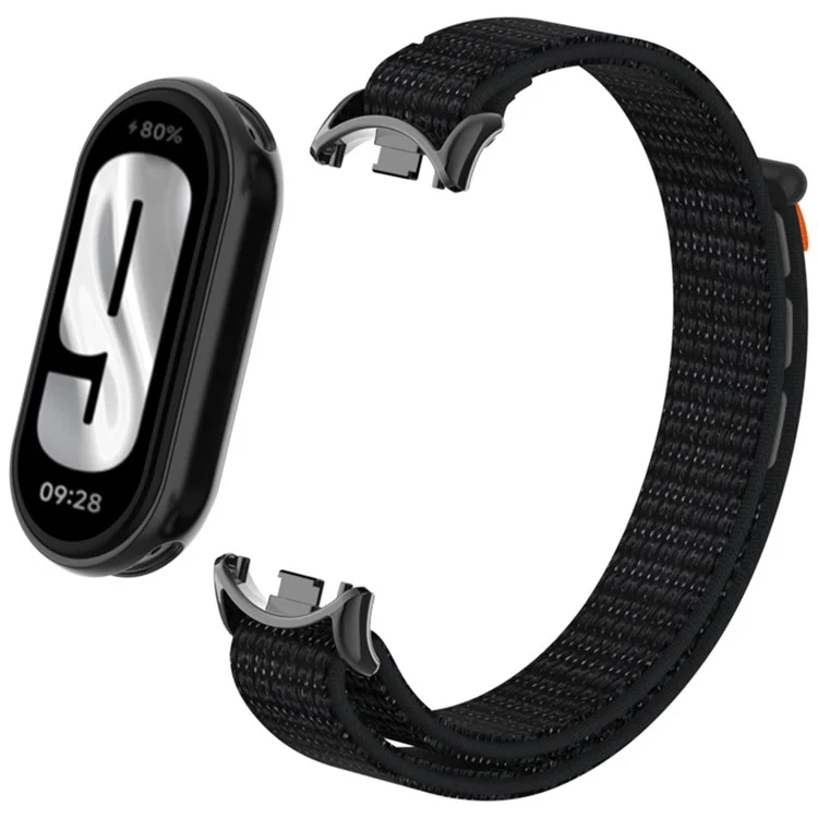 Per Xiaomi Mi Band 9 / Smart Band 8 Cinturino Orologio Nylon Loop Regolabile - Nero Riflettente
