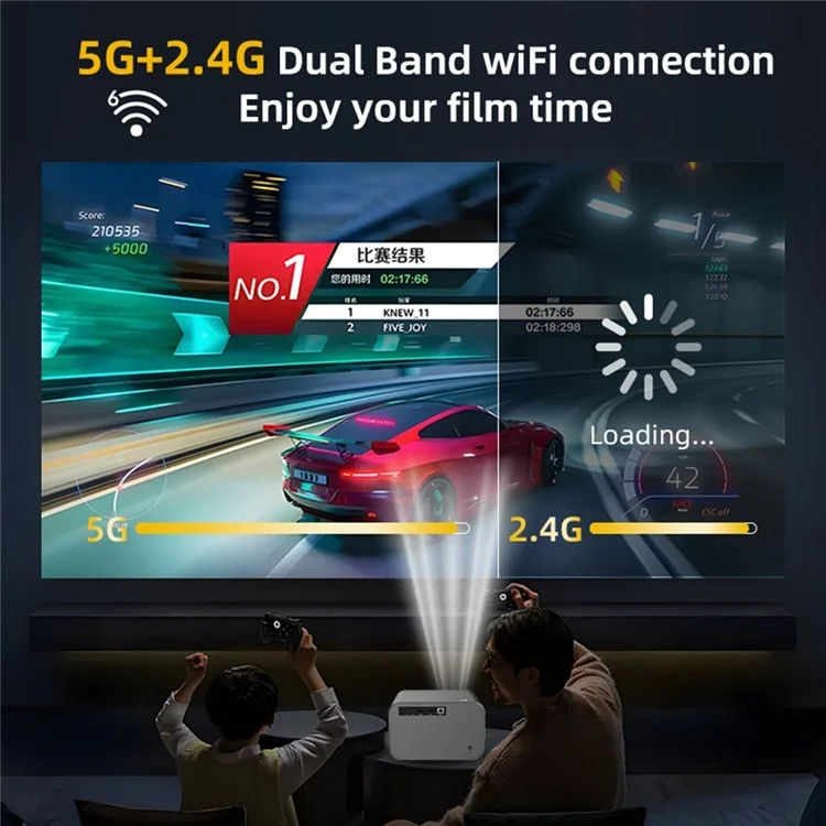 P20 Portable HD 1080P Android 13 WiFi6 Bluetooth-compatible Projector Auto Focus 4K Home Theater, 1+8G - US Plug