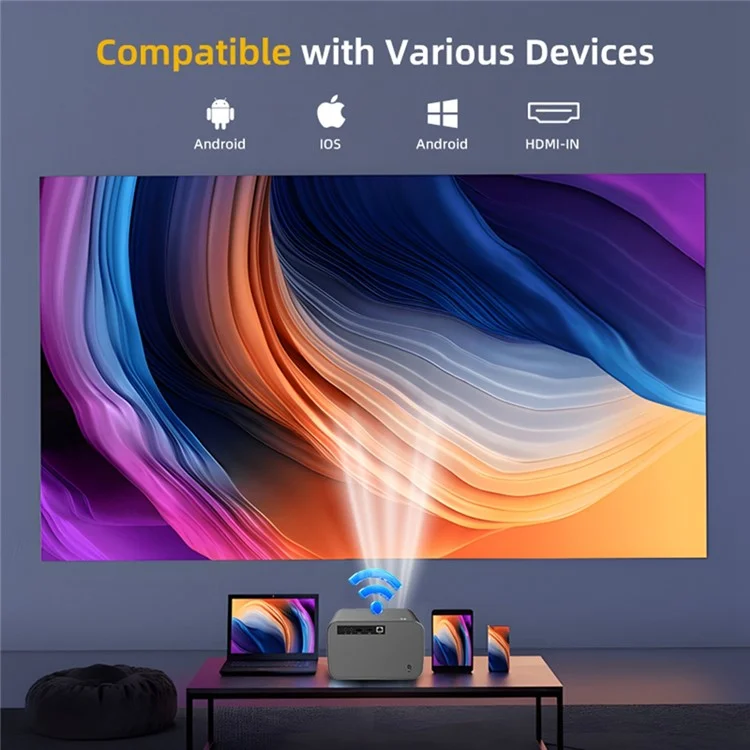 P20 Portable HD 1080P Android 13 WiFi6 Bluetooth-compatible Projector Auto Focus 4K Home Theater, 1+8G - US Plug