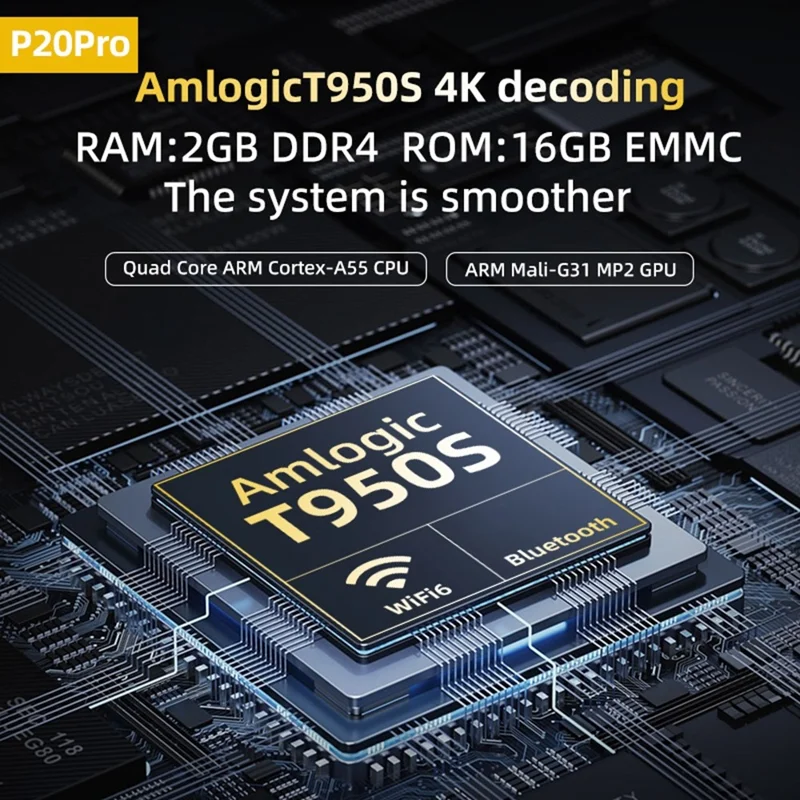 P20 Pro HD 1080P Android 13 WiFi6 مشغل بلوتوث، جهاز عرض مع حامل، تركيز تلقائي، نظم منزلية 4K، 2+16 جيجابايت - قابس أمريكي