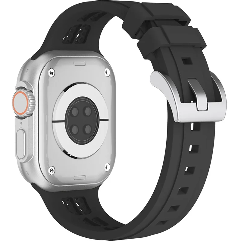 Uhrenarmband für Apple Watch 10 46mm / Ultra 2 / Ultra 49mm / 9 8 7 45mm / SE (2023) SE (2022) SE 6 5 4 44mm / 3 2 1 42mm Silikonband - Schwarz