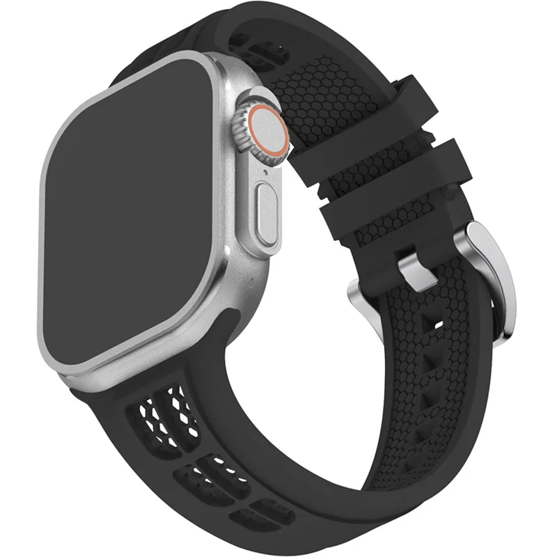Uhrenarmband für Apple Watch 10 46mm / Ultra 2 / Ultra 49mm / 9 8 7 45mm / SE (2023) SE (2022) SE 6 5 4 44mm / 3 2 1 42mm Silikonband - Schwarz
