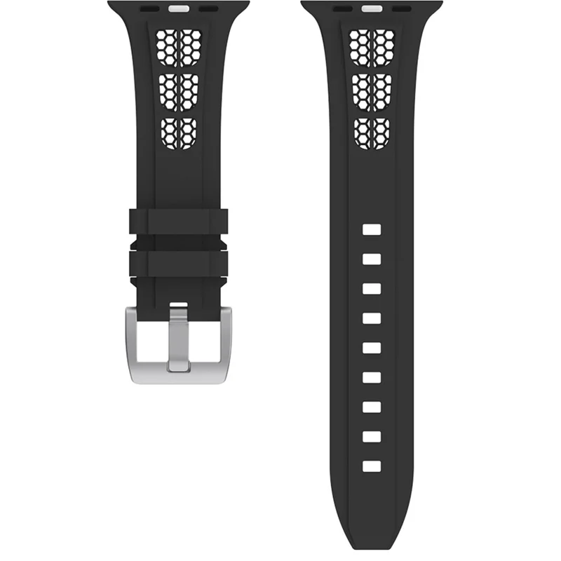 Uhrenarmband für Apple Watch 10 46mm / Ultra 2 / Ultra 49mm / 9 8 7 45mm / SE (2023) SE (2022) SE 6 5 4 44mm / 3 2 1 42mm Silikonband - Schwarz