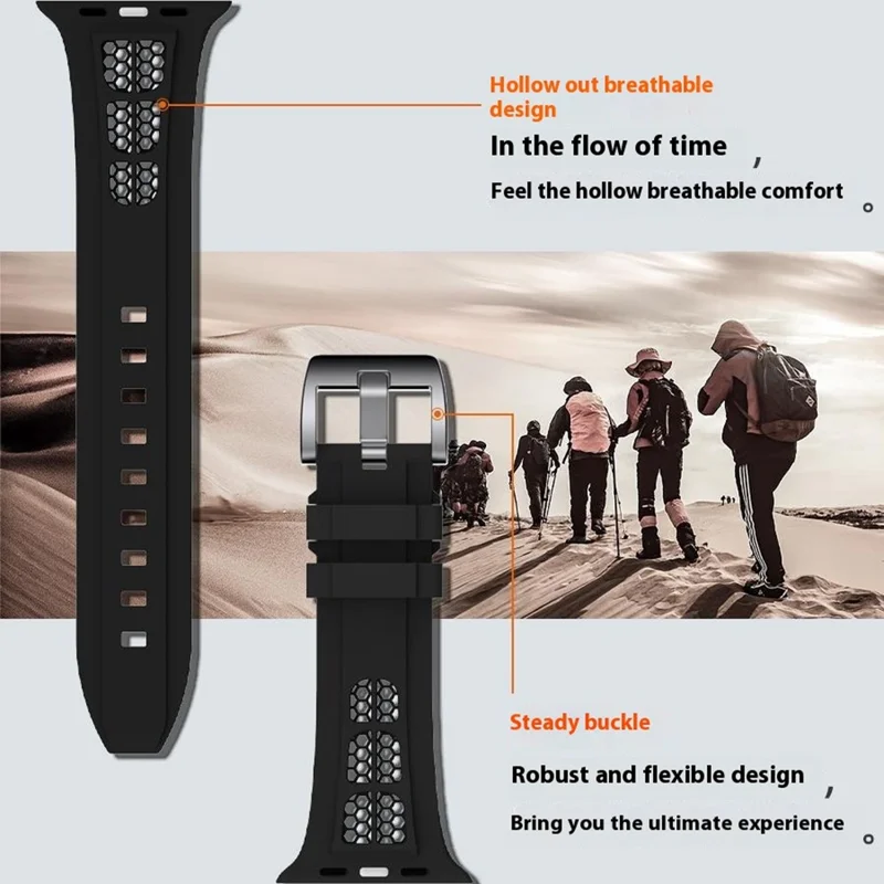Uhrenarmband für Apple Watch 10 46mm / Ultra 2 / Ultra 49mm / 9 8 7 45mm / SE (2023) SE (2022) SE 6 5 4 44mm / 3 2 1 42mm Silikonband - Schwarz