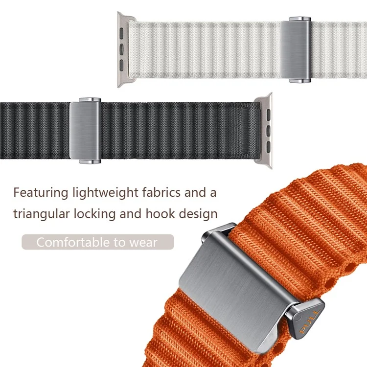 Für Apple Watch Series 10 42mm / 9 8 7 41mm / SE (2023) SE (2022) SE 6 5 4 40mm / 3 2 1 38mm Wellentextur-Nylonarmband - Orange