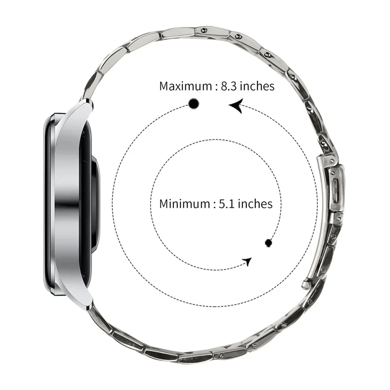 For TicWatch GTX Smartwatch Strap Three-Bead Stainless Steel Wrist Band - Titanium