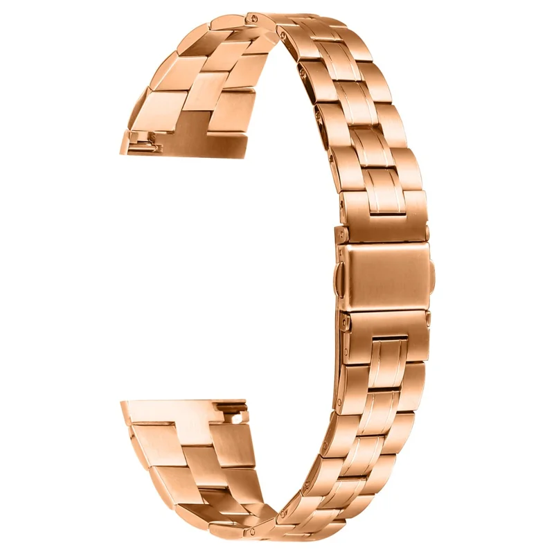 For TicWatch Pro 2020 Three-Bead Stainless Steel Band Smartwatch Wrist Strap - Rose Gold