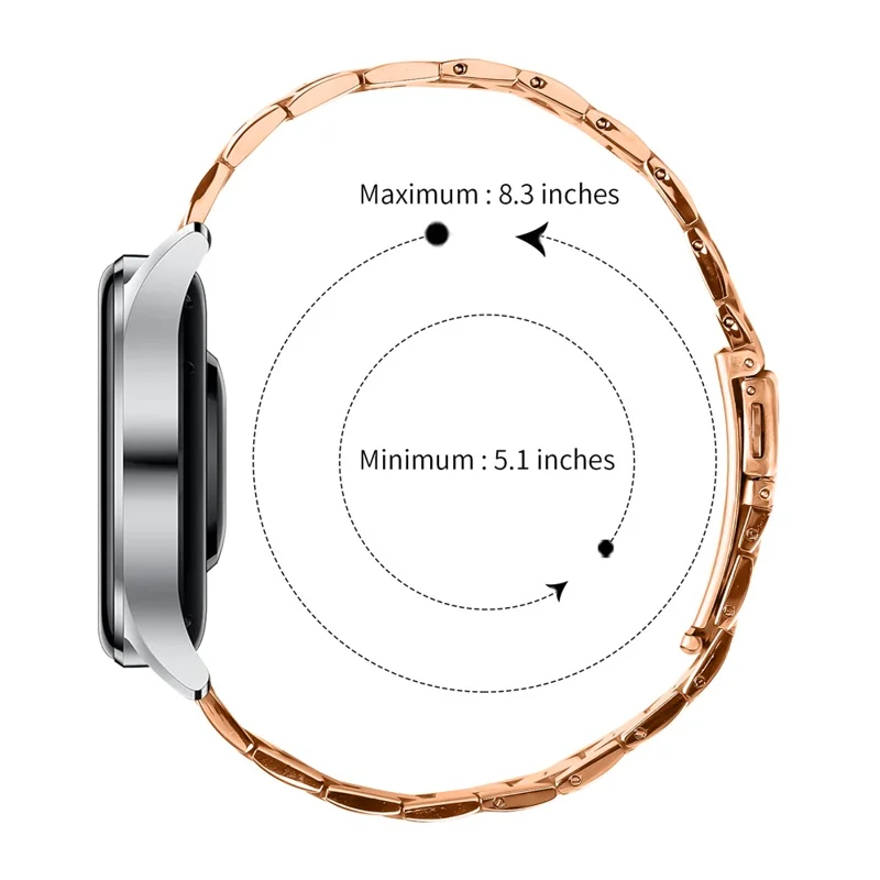 For TicWatch Pro 2020 Three-Bead Stainless Steel Band Smartwatch Wrist Strap - Rose Gold